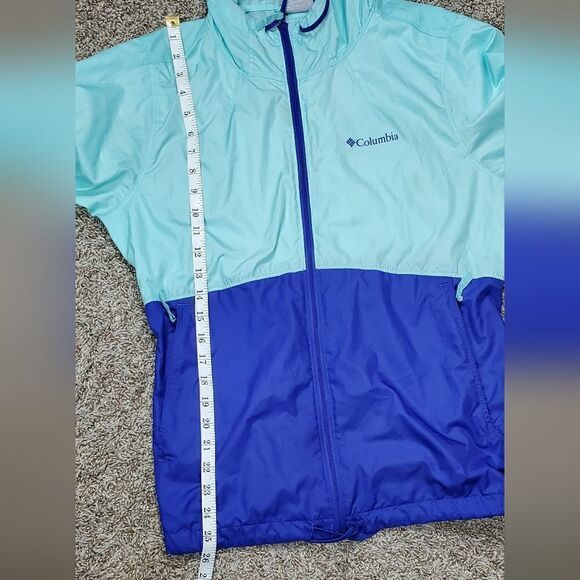 Columbia Mint Green & Blue Color Block Windbreaker, Size Medium - Picture 6 of 7